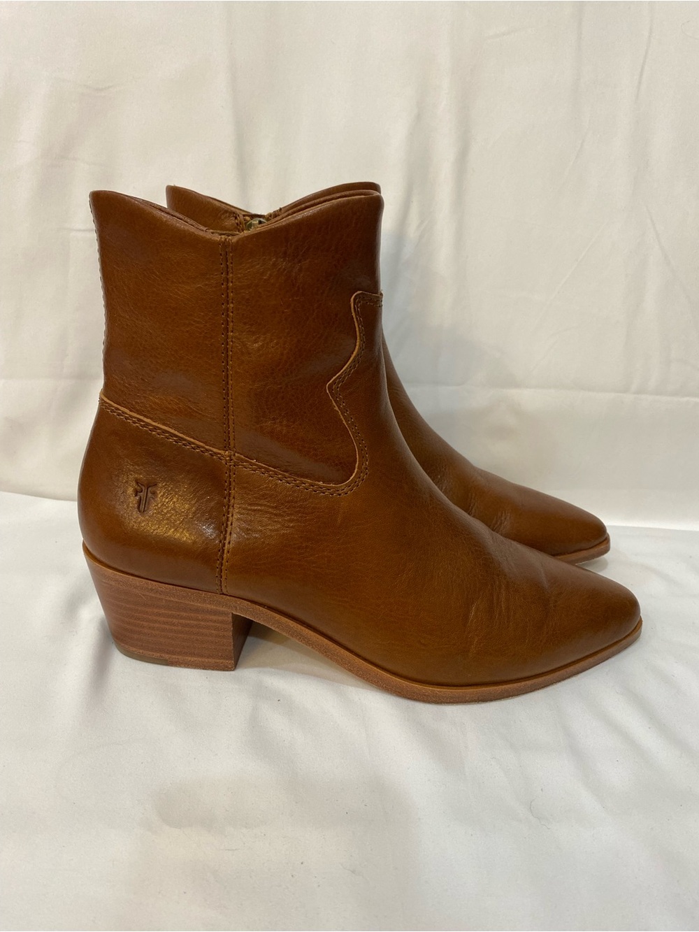 Frye Billy InsidyZip Leather Caramel Boots Women’s Size 7